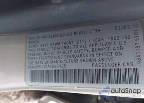 2003 Volkswagen Golf Gls Tdi z USA, uszkodzony, nr VIN 9BWGP61J034057435